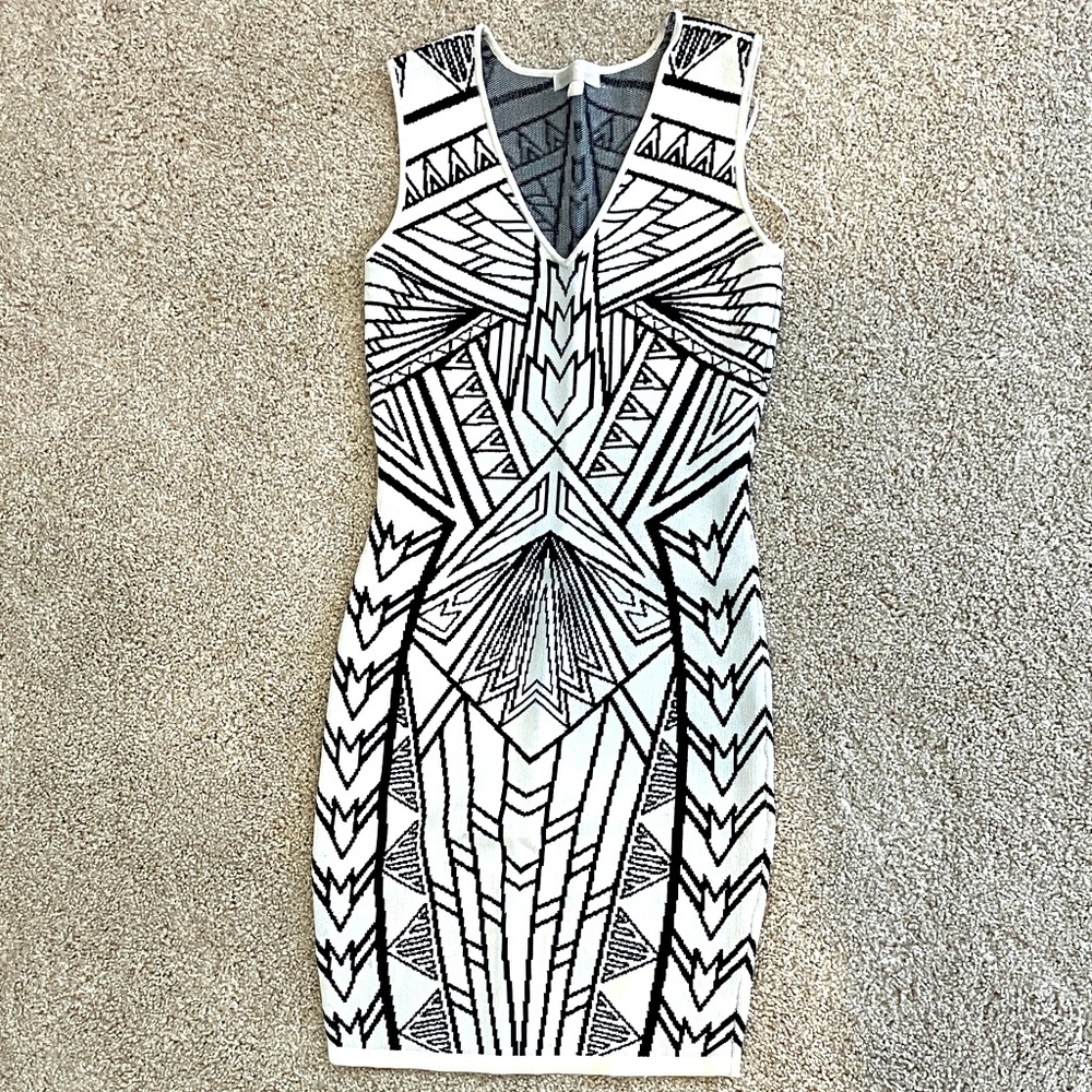 Geometric Black and White Dress
